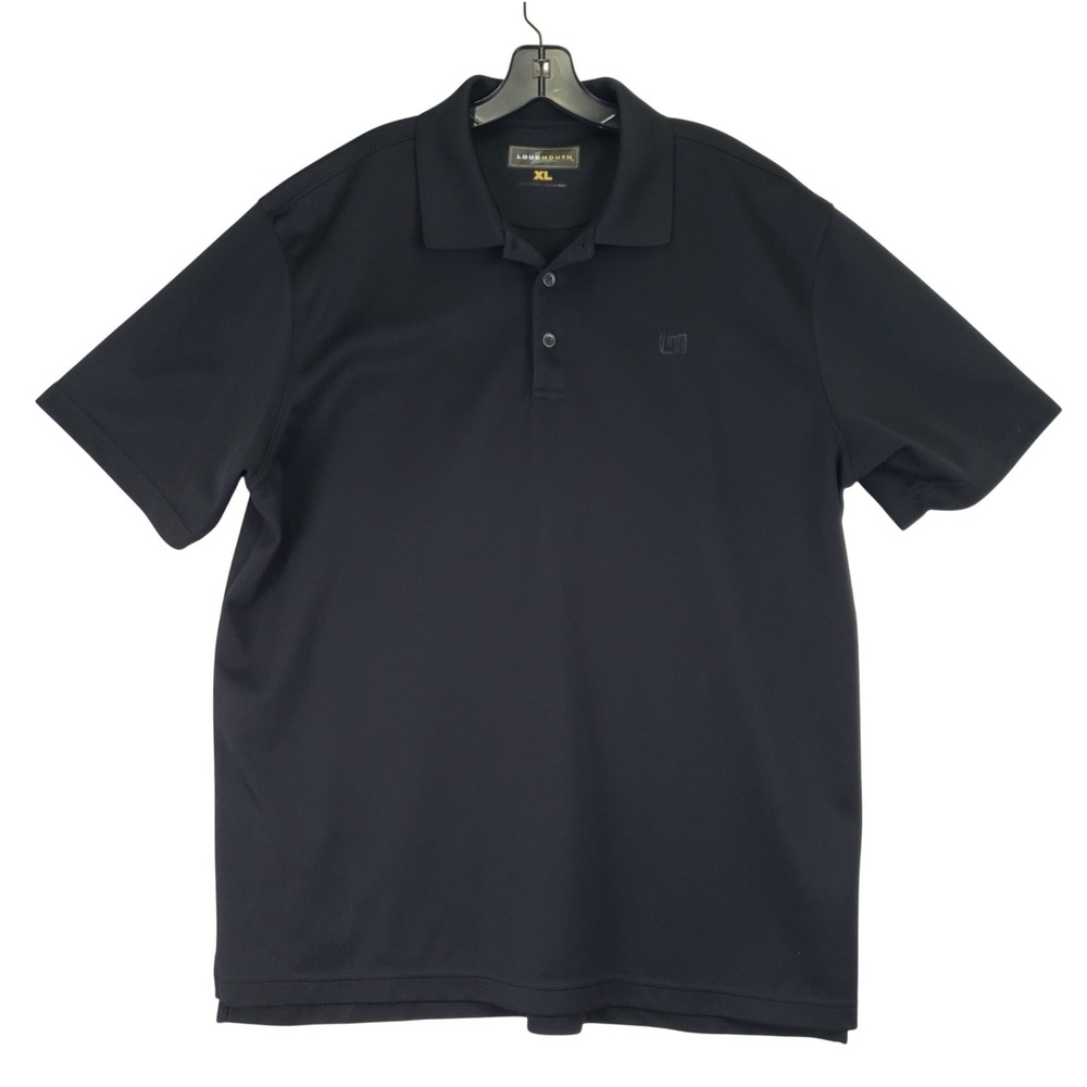 Loudmouth Performance Mesh Polo Shirt Mens XL Black Golf Active Sporty
